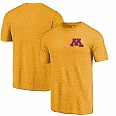 Minnesota Golden Gophers Fanatics Branded Gold Primary Logo Left Chest Distressed Tri Blend T-Shirt,baseball caps,new era cap wholesale,wholesale hats